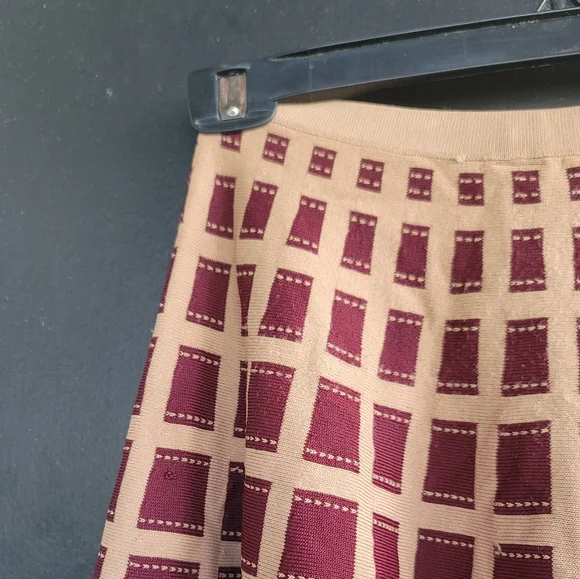 Anthropologie Moth Brown Knit Windowpane Skater Skirt XS - Picture 9 of 13